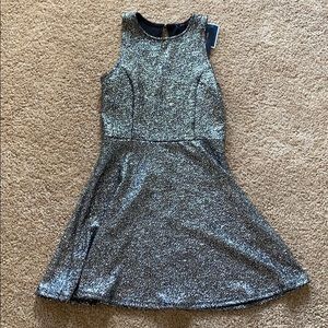 Silver sparkly halter mini dress